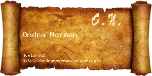 Ondra Norman névjegykártya
